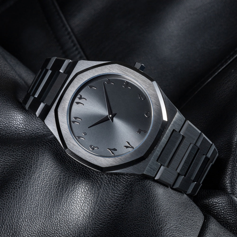 Arabic Dial Casual Ultra Thin Black Fashion Wrist Stainless Steel Luxury Mens Quartz Watch