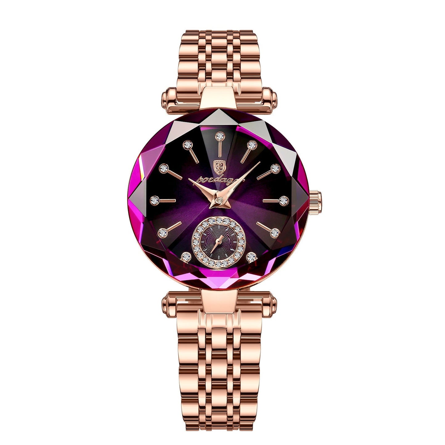 Ladies Fashion Watch Rhombus Mirror Inlaid Watch Elegant Steel Belt Quartz Watch 50M