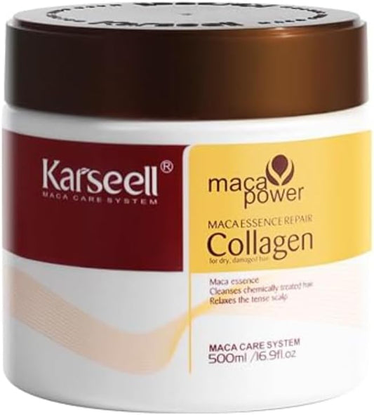 Collagen Hair Treatment Deep Repair Conditioning Argan Oil Collagen Hair Mask Essence for Dry Damaged Hair All Hair Types 16.90 oz 500ml