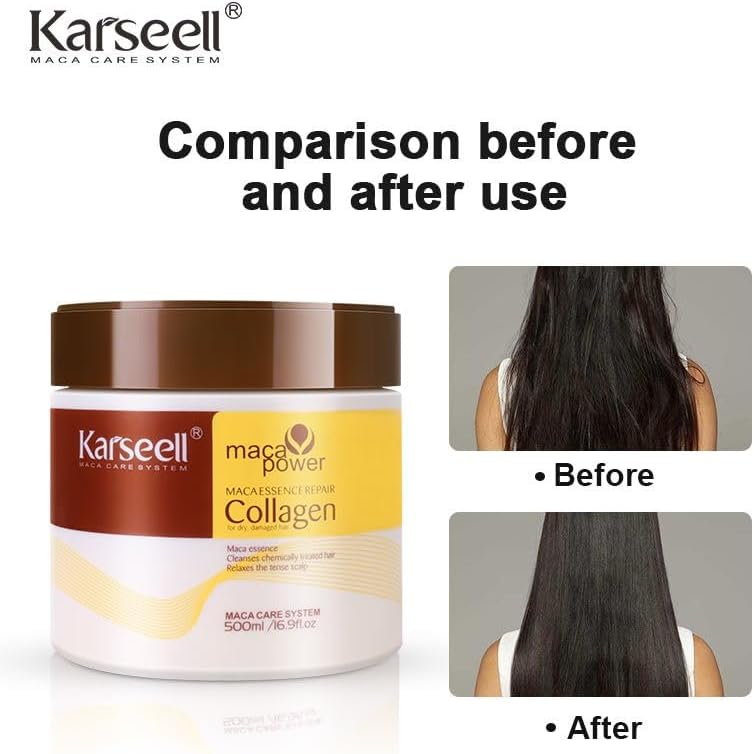 Collagen Hair Treatment Deep Repair Conditioning Argan Oil Collagen Hair Mask Essence for Dry Damaged Hair All Hair Types 16.90 oz 500ml