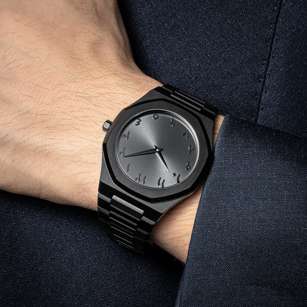Arabic Dial Casual Ultra Thin Black Fashion Wrist Stainless Steel Luxury Mens Quartz Watch